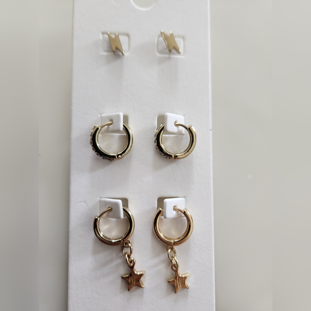 Express Gold Tone 3pc Stud and Hoop Earring.